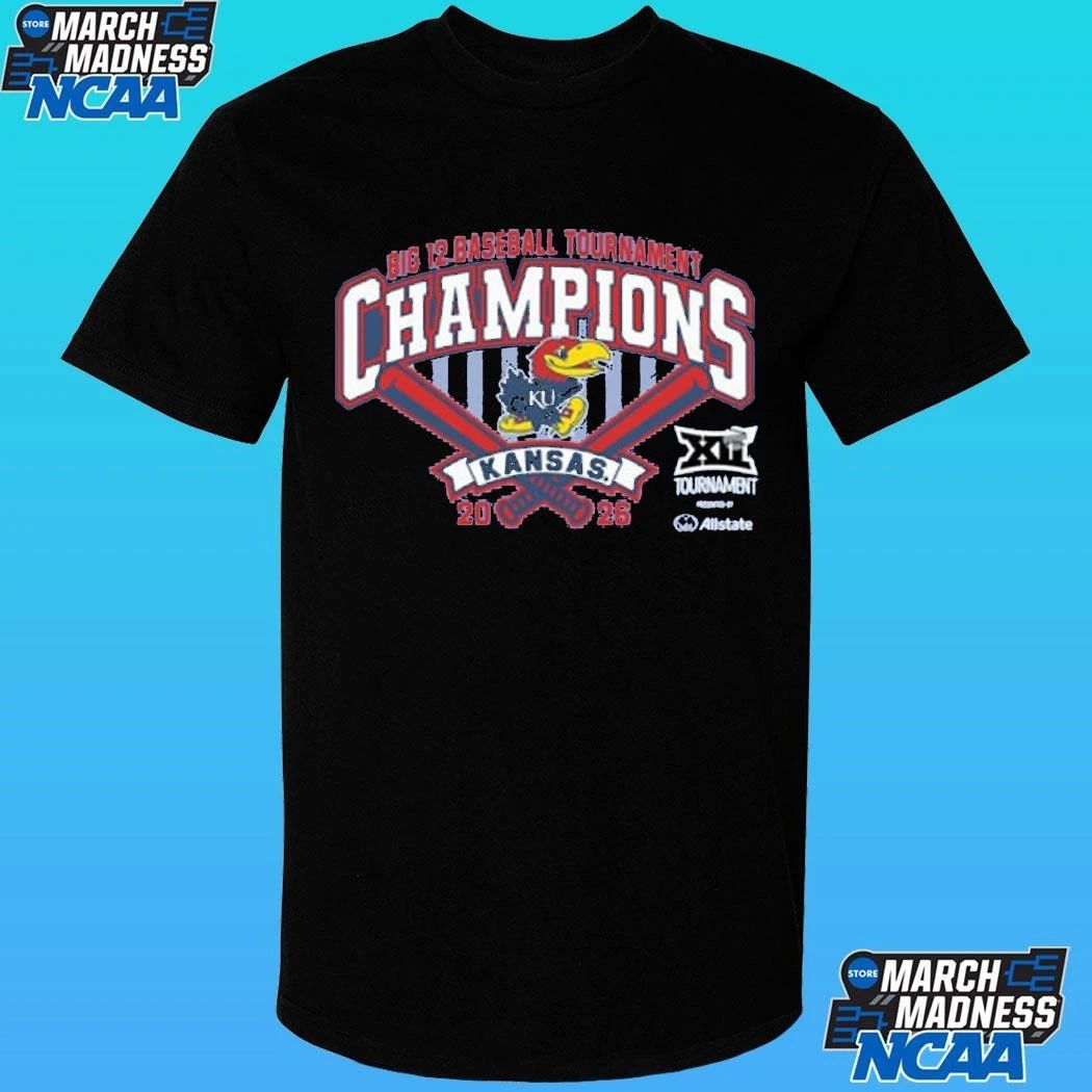 Kansas Jayhawks Light Blue 84 2026 Big 12 Baseball Tournament Champions Shirt
