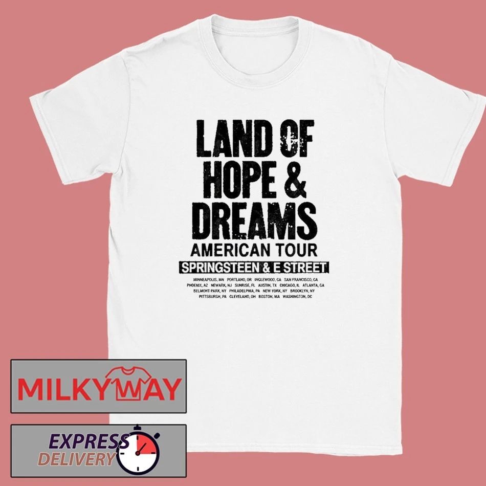 Bruce Springsteen And E Street Land Of Hope And Dreams American Tour 2026 Merch No Kings White T-Shirt