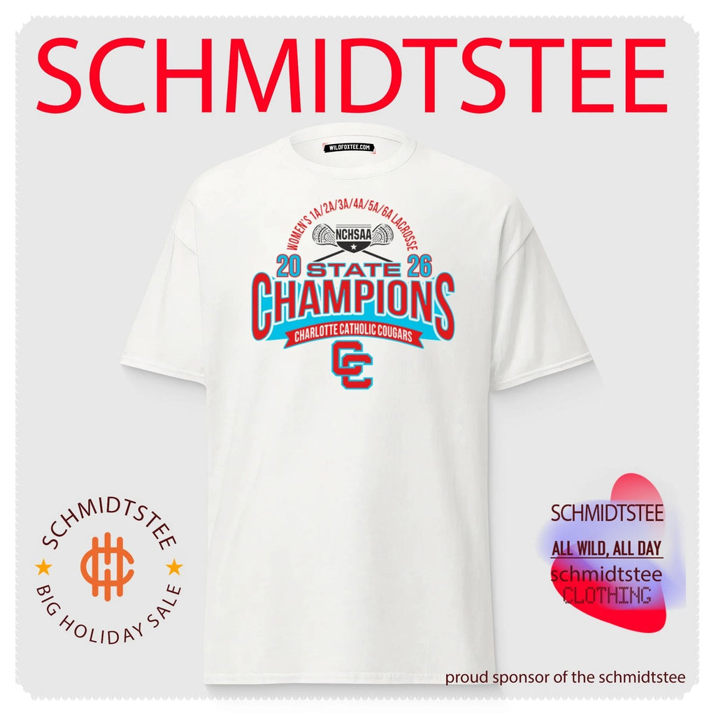 Charlotte Catholic Cougars 2026 NCHSAA Women’s 1A to 6A Lacrosse Champions shirt