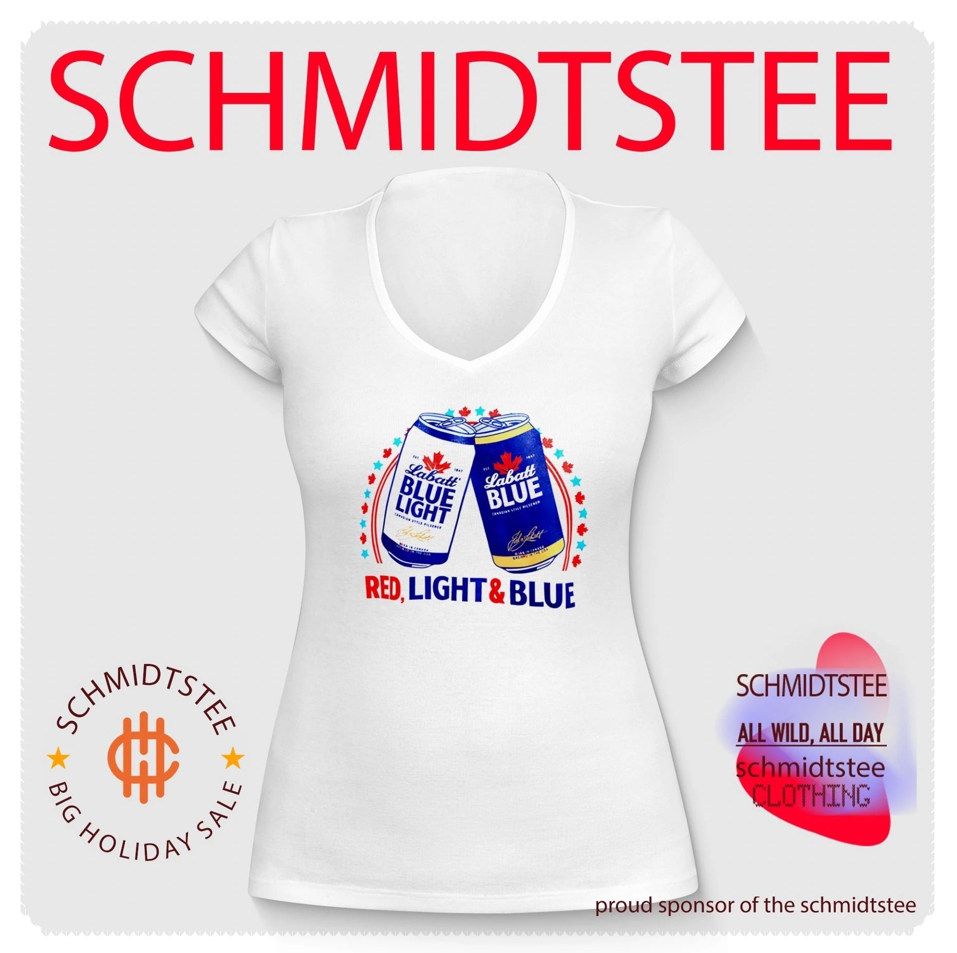 Labatt Blue Light Red Light and Blue shirt