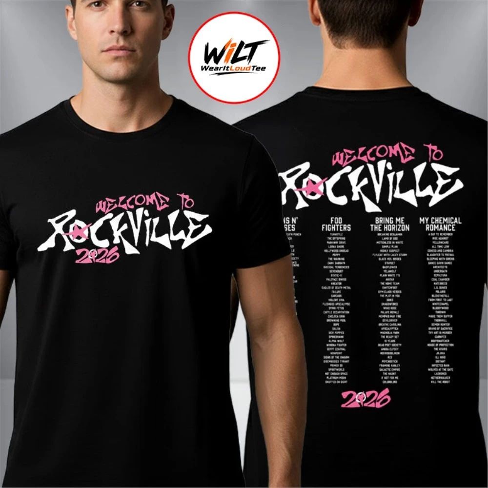 Welcome To Rockville 2026 Festival Merch Daytona Beach Florida Rockville Pink Star Logo With Lineup Shirt