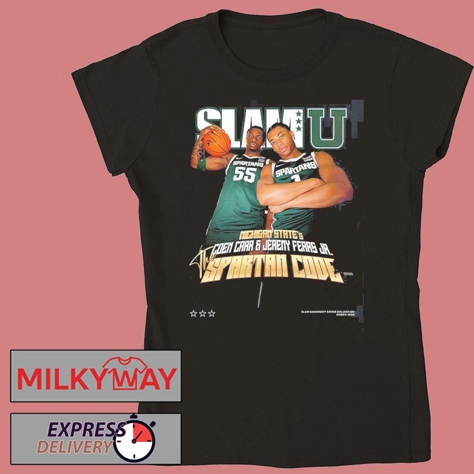 SLAMU Michigan State Spartans Coen Carr And Jeremy Fears Jr The Spartan Code Magazine Cover T-Shirt