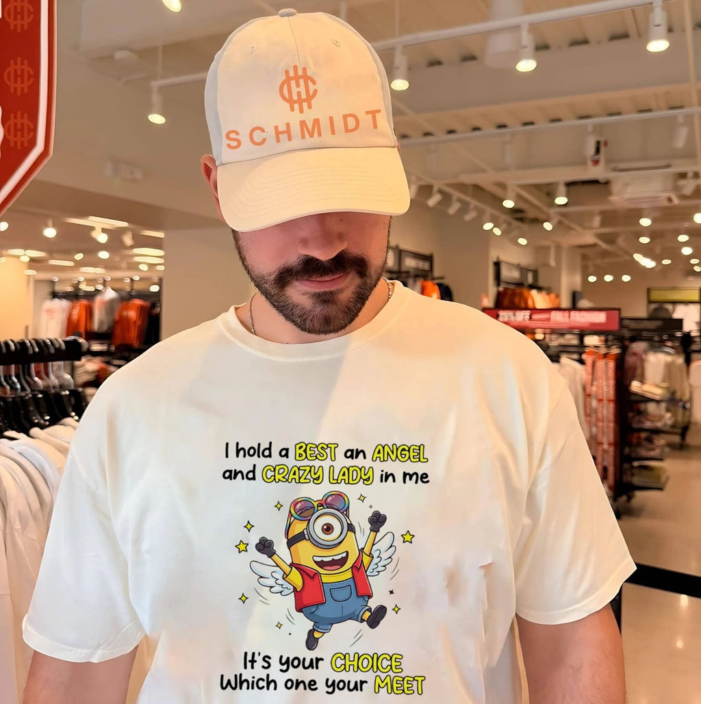 I hold a best and angel and crazy lady in me Minion shirt
