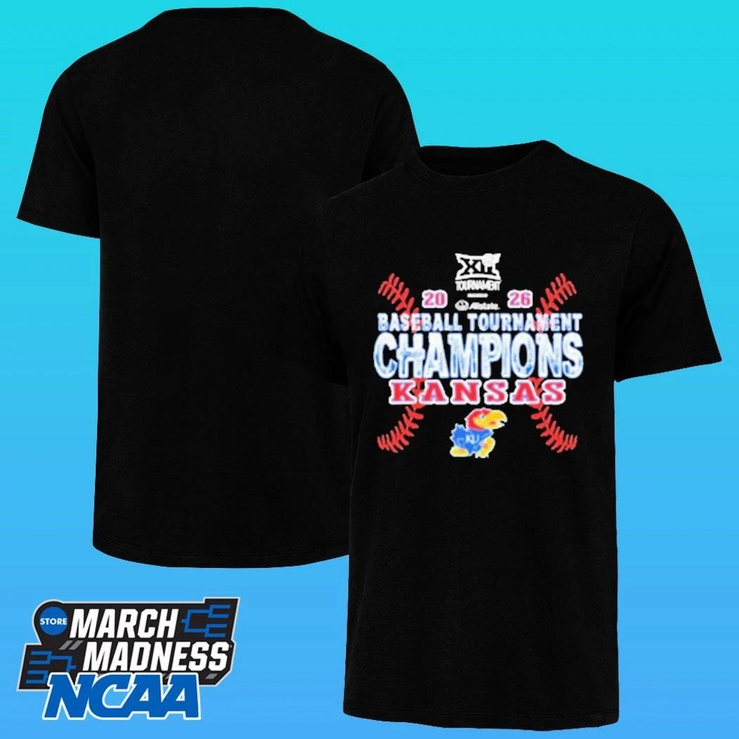 Kansas Jayhawks Blue 84 2026 Big 12 Baseball Tournament Champions Shirt