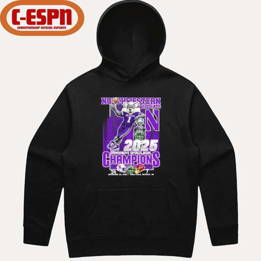 Northwestern Wildcats Mascot 2025 Gameabove Sports Bowl Champions Shirt