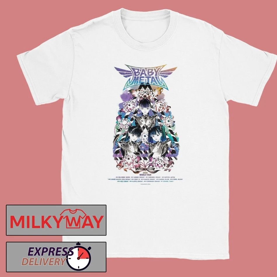 Babymetal World Tour 2026 UK And EU Merch Poster Schedule Dates Art By Peach MoMoKo T-Shirt