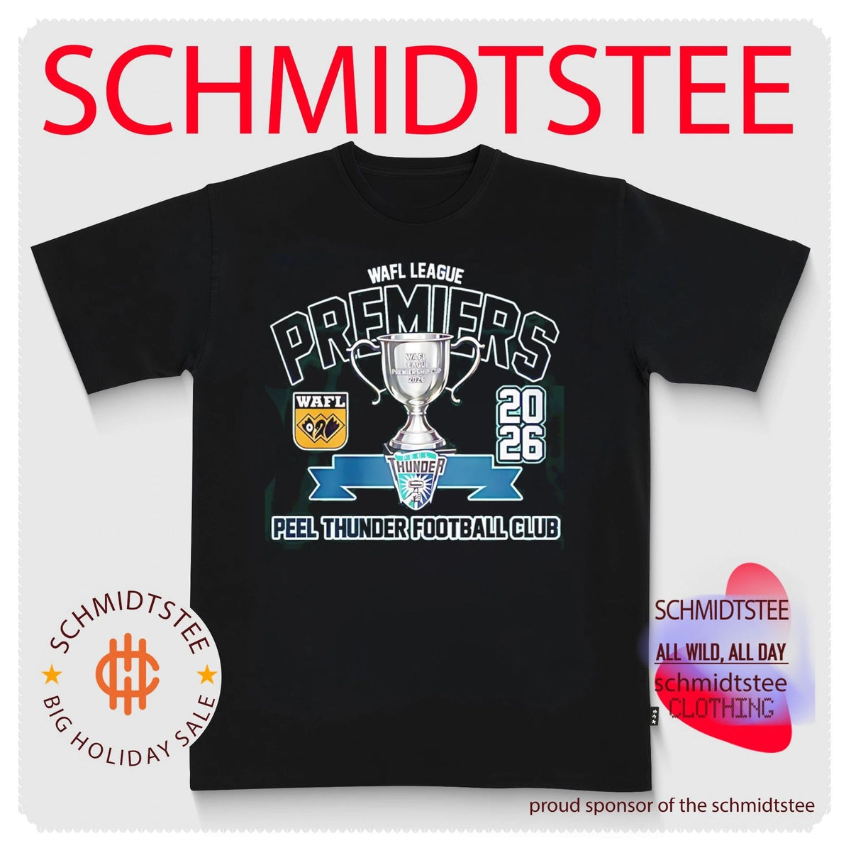 Peel Thunder Football Club 2026 WAFL League Premiers trophy illustration shirt