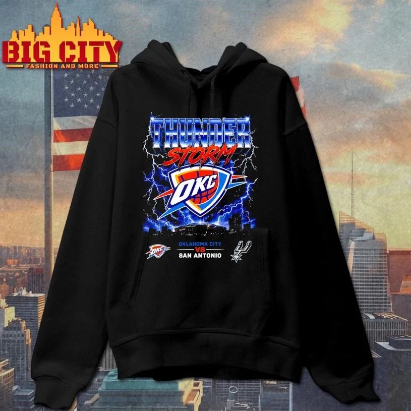 OKC Thunders Vs San Antonio Spurs 2026 NBA Western Conference Finals Playoffs Thunderstorm Shirt