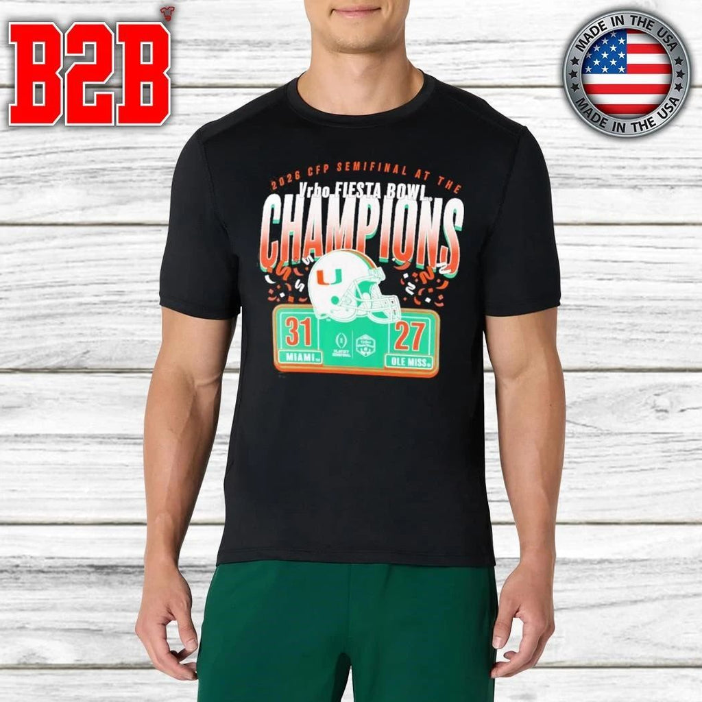 Miami Hurricanes College Football Playoff 2026 Fiesta Bowl Champions Scoring Drive Shirt
