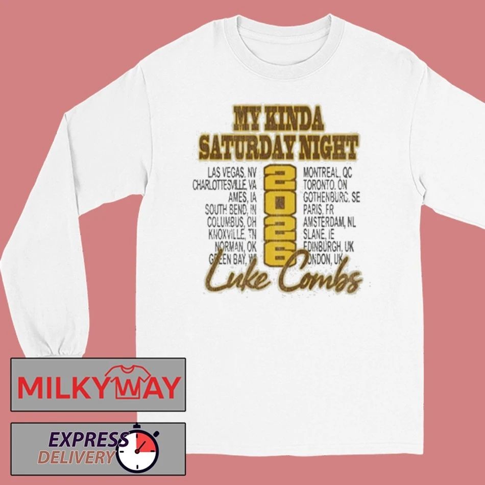 Luke Combs White 2026 My Kinda Saturday Night Tour Shirt