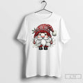 Classic Gnome In Red Snowflake Hat Holly Berries Holiday Christmas White T Shirts