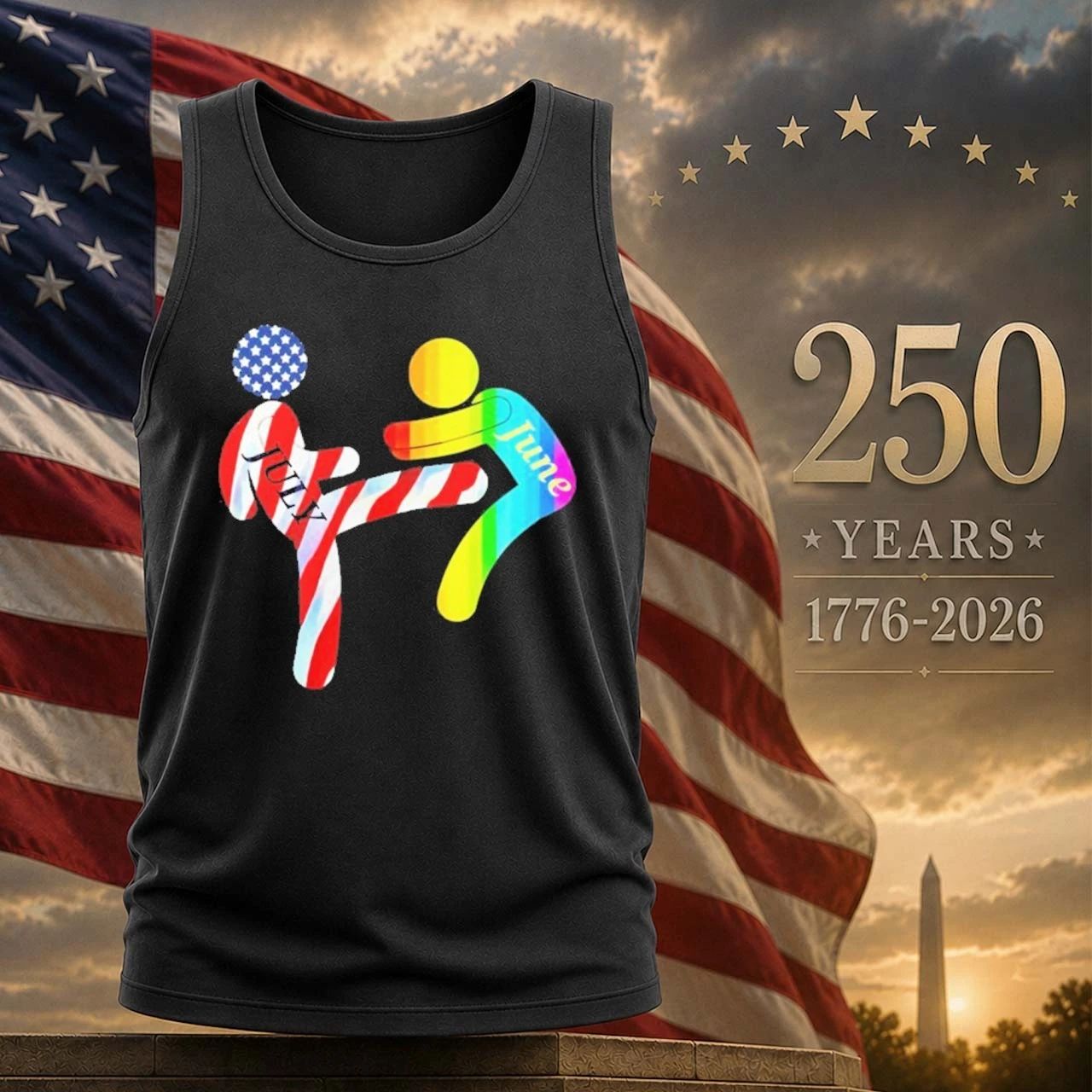 July Independence Kick June Pride Month Shirt