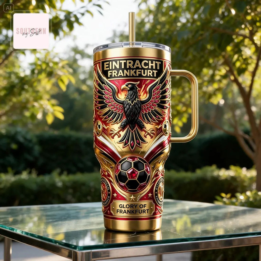 Eintracht Frankfurt Premium 3D Eagle 40oz Insulated Tumbler With Handle