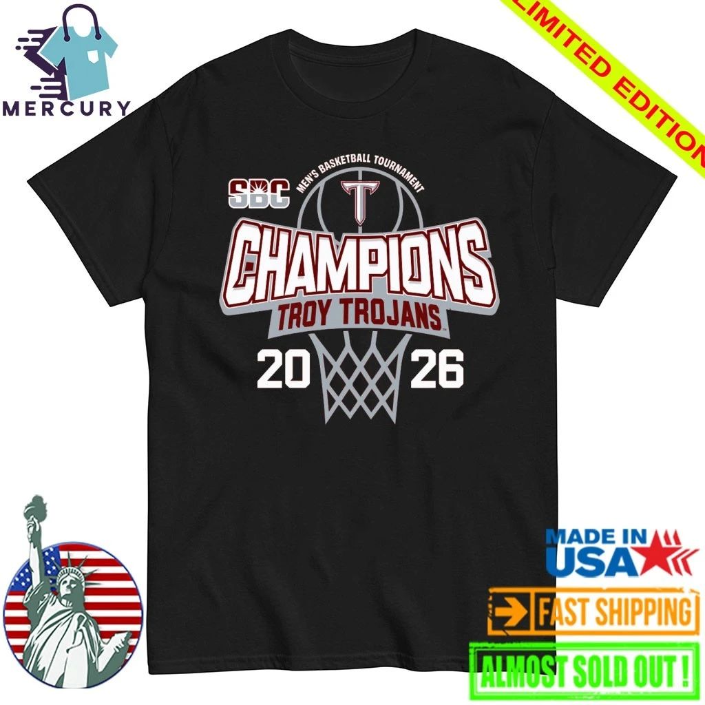 Troy Trojans 2026 Sun Belt Men’s Basketball Tournament Champions Shirt