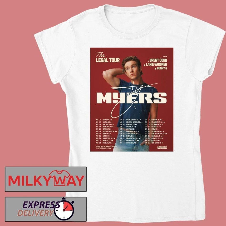 Ty Myers The Legal Tour 2026 North America City Dates T-Shirt