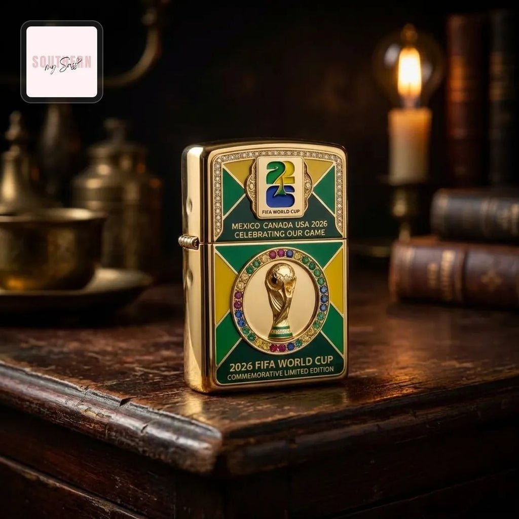 FIFA World Cup 2026 Mexico Canada USA Commemorative Gold Limited Edition Windproof Zippo Lighter Case