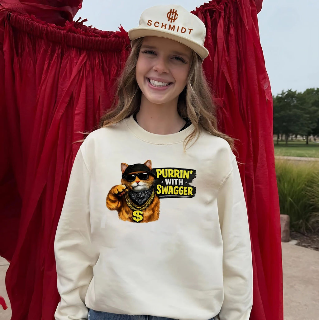Purrin’ with swagger cat gangter shirt
