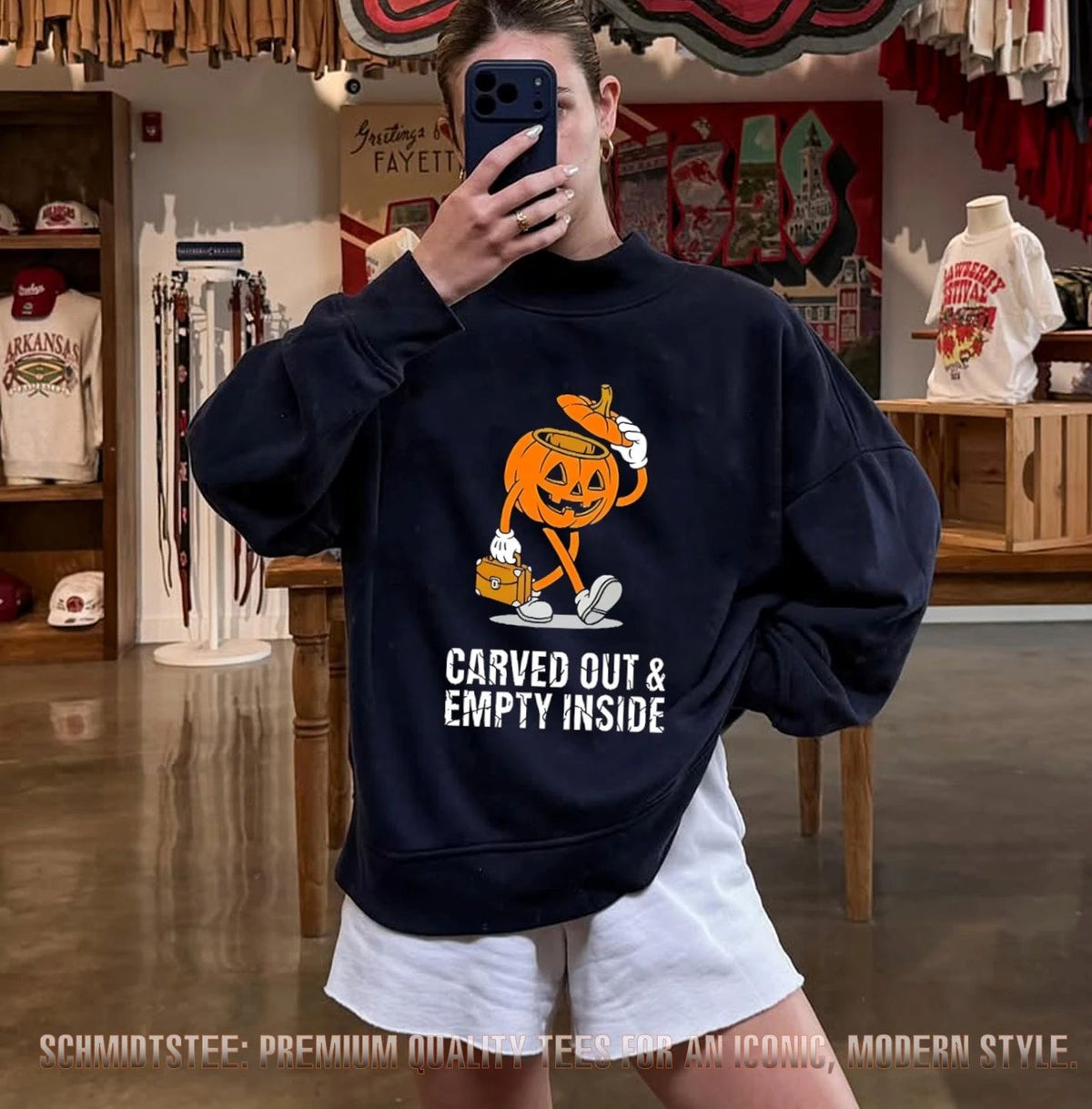 Pumpkin carved out & empty inside shirt