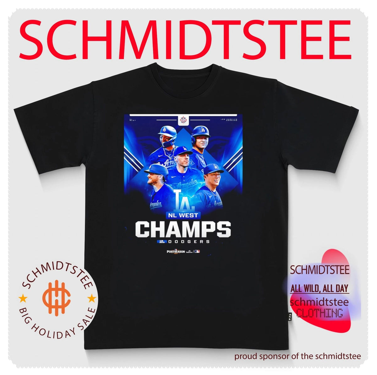 Los Angeles Dodgers NL West Champs 2026 Postseason player collage shirt