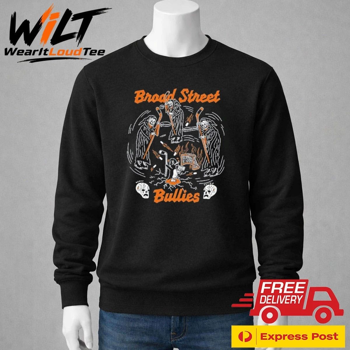Philadelphia Flyers Broad Street Bullies Skull Shirt