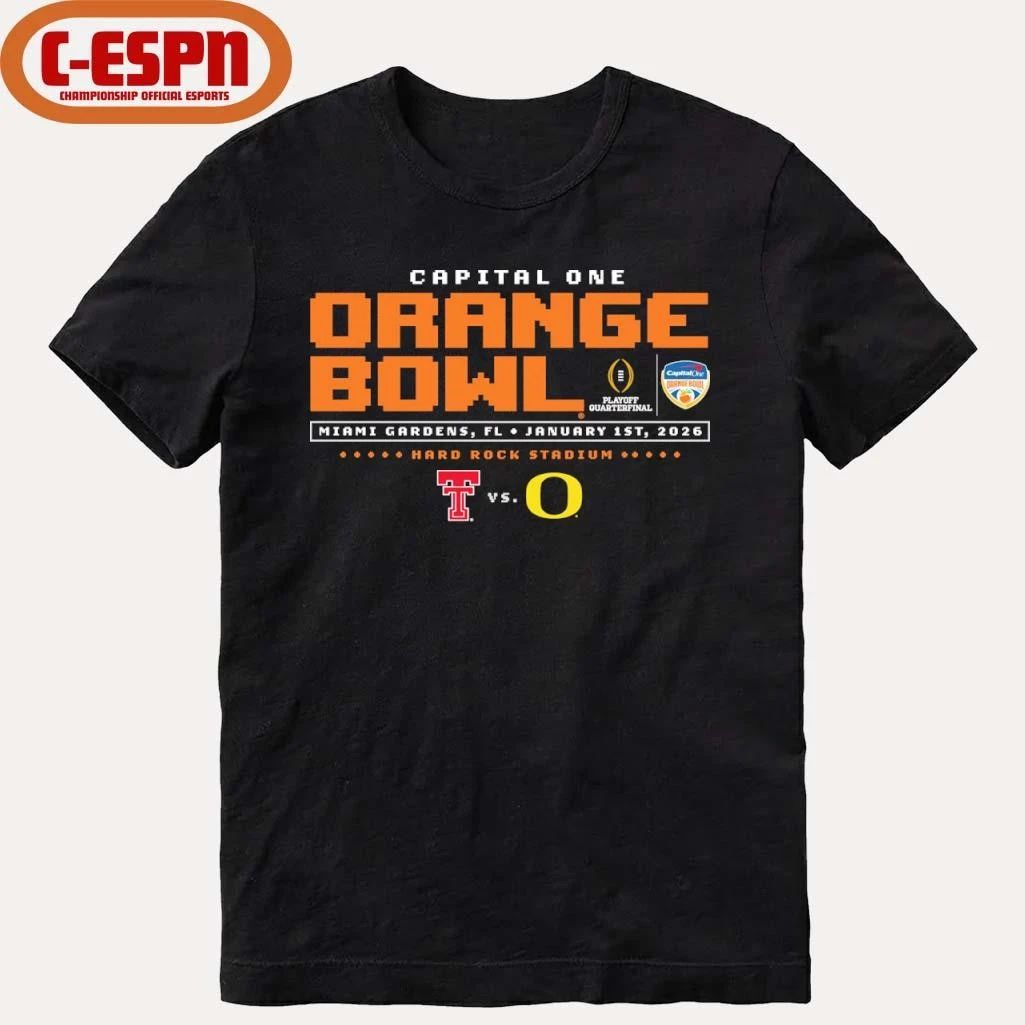 Texas Tech Vs Oregon 2025 Orange Bowl Shirt