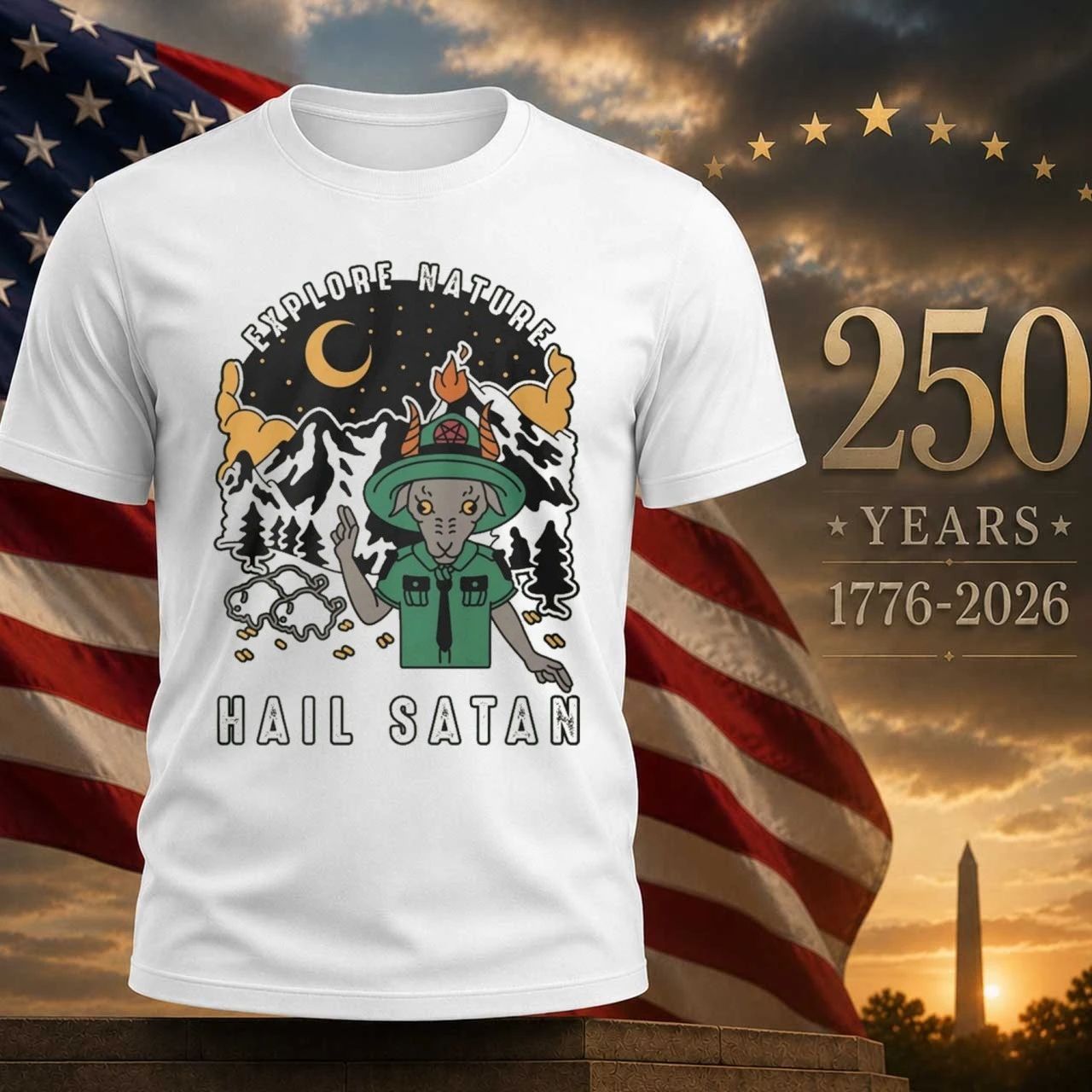 Goat Explore Nature Hail Satan Shirt
