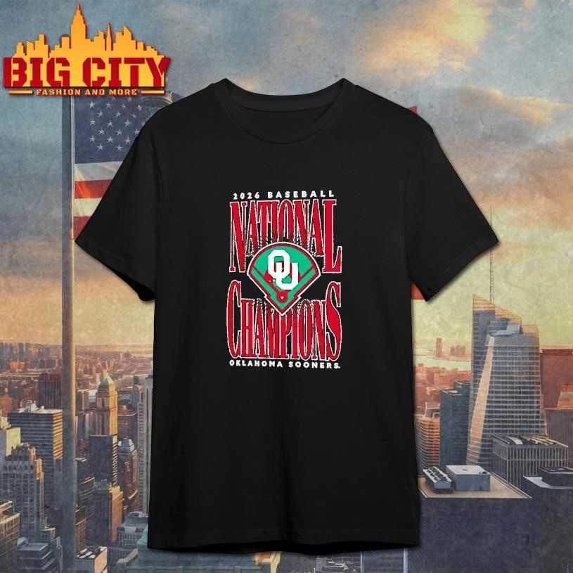 Oklahoma Sooners 2026 Ncaa Baseball Mens College World Series National Champions Large Type Field Shirt