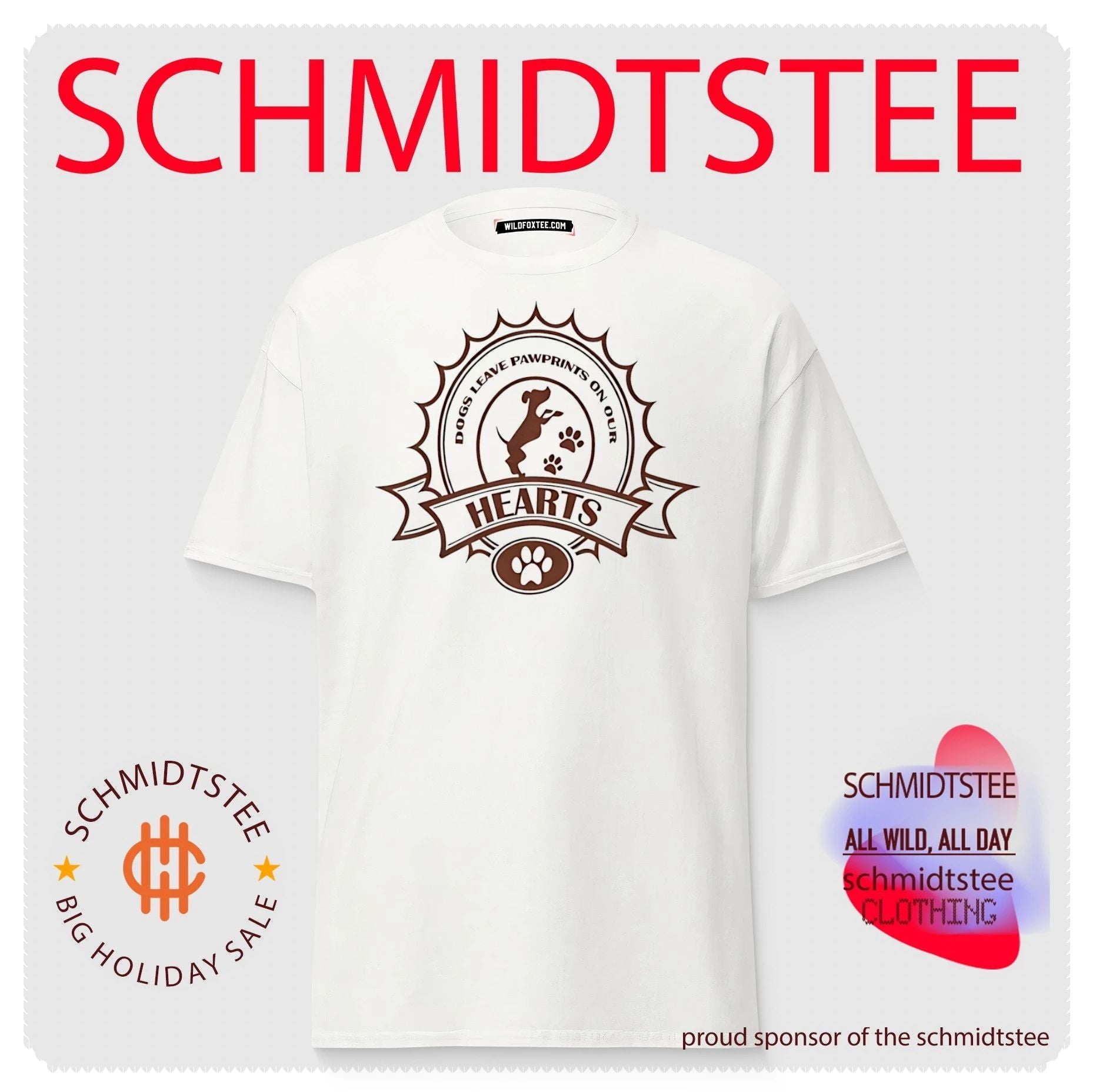 Dogs leave pawprints on out hearts simple graphic shirt