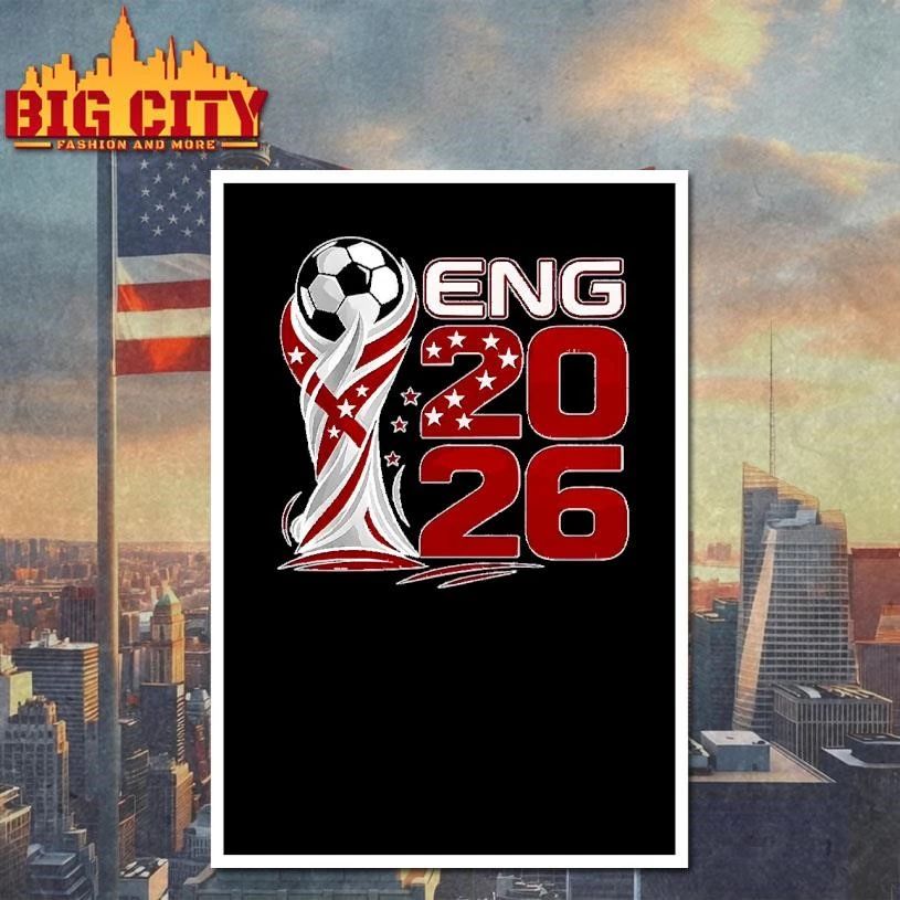ENG 2026 England Soccer Trophy Red Vector T-Shirt