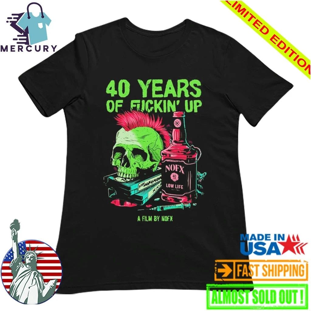 NOFX 2026 Bottle Skull 40 Years Of Fuckin Up Movie Shirt