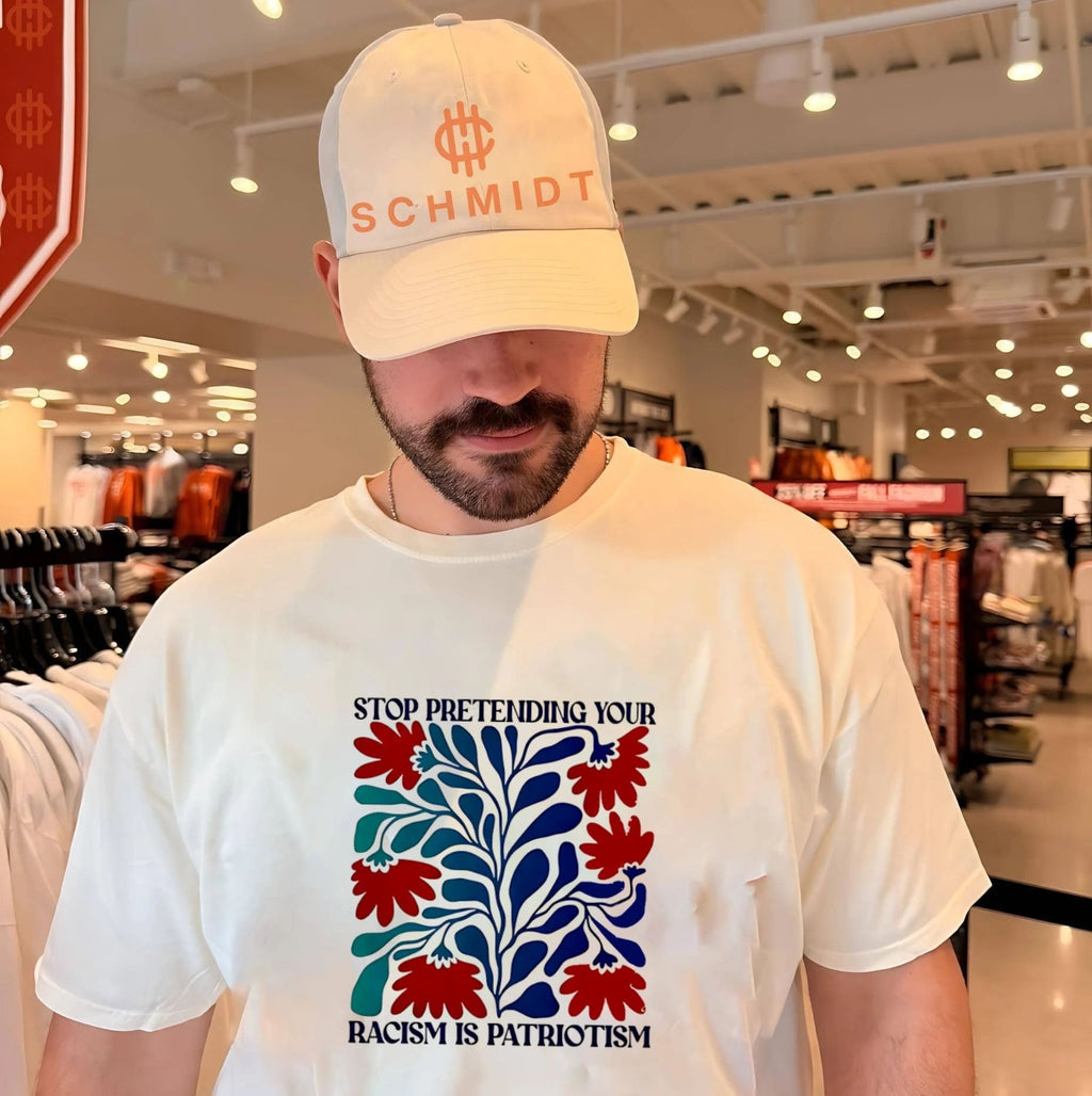 Stop pretending your racism is patriotism flower graphic shirt