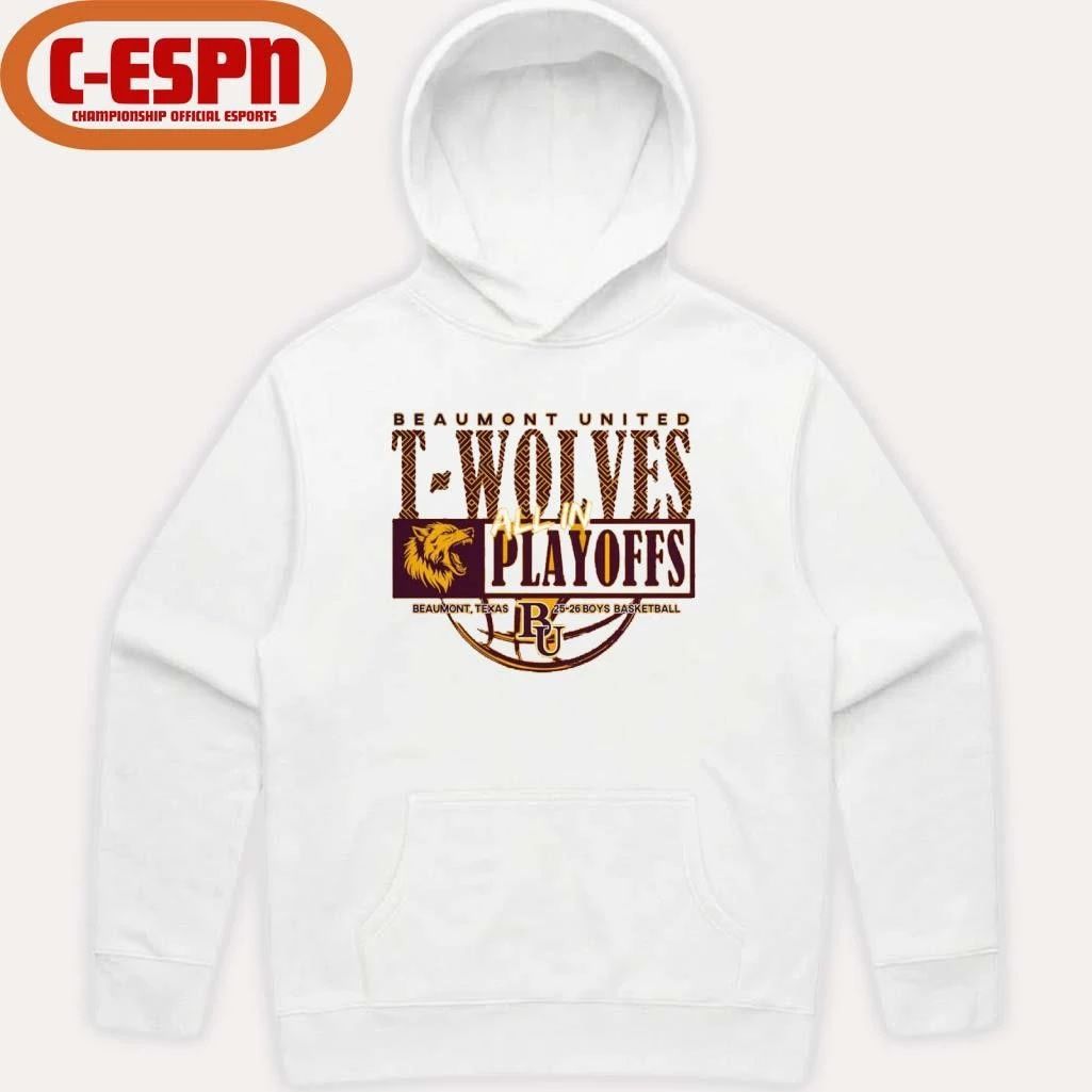 Beaumont United T-Wolves All In Playoffs 2026 Boys Basketball Shirt