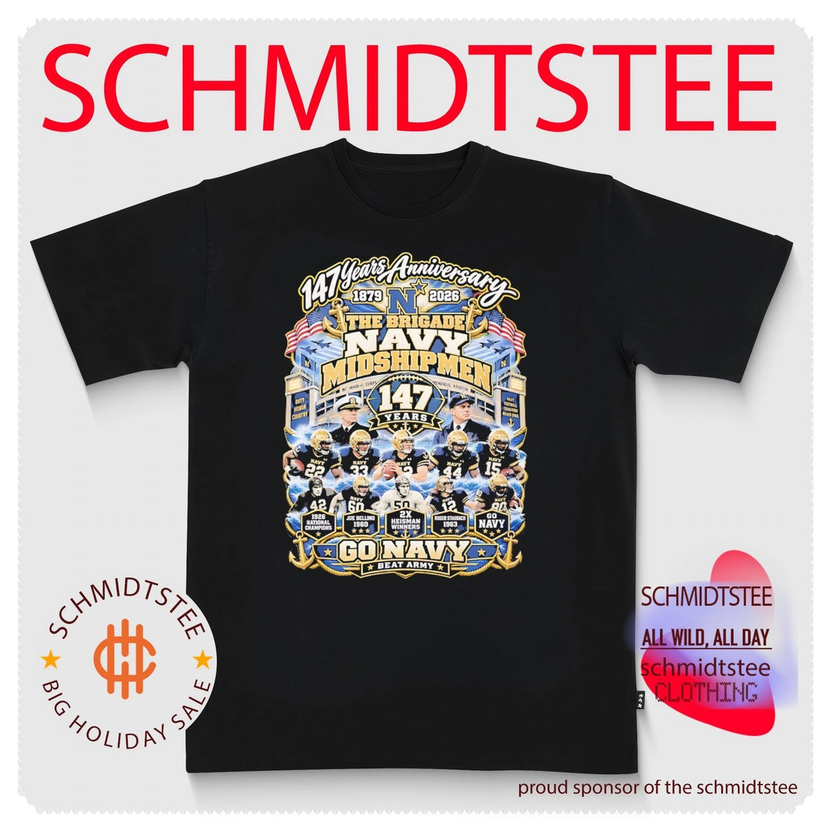 Navy Midshipmen Football 147 years Anniversary 1879-2926 go Navy shirt