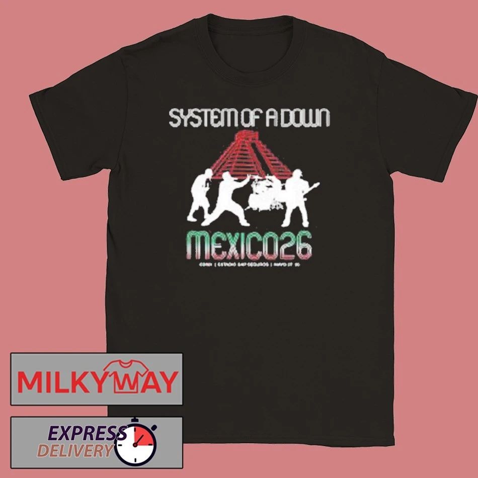 System Of A Down CDMX Mexico 2026 Pop Up Shop Merch Tee At Estadio GNP Seguros On 27 And 28 May 2026 Mesoamerican Pyramid s hỉt