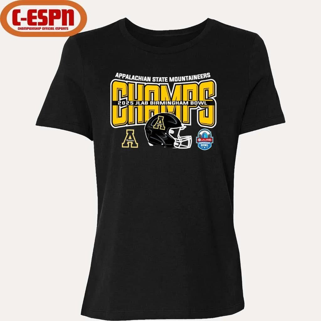 Appalachian State Football 2025 JLAB Birmingham Bowl Champions Helmet Shirt