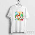 Classic Gnomes With Presents And Trees Watercolor Splash Christmas T Shirts