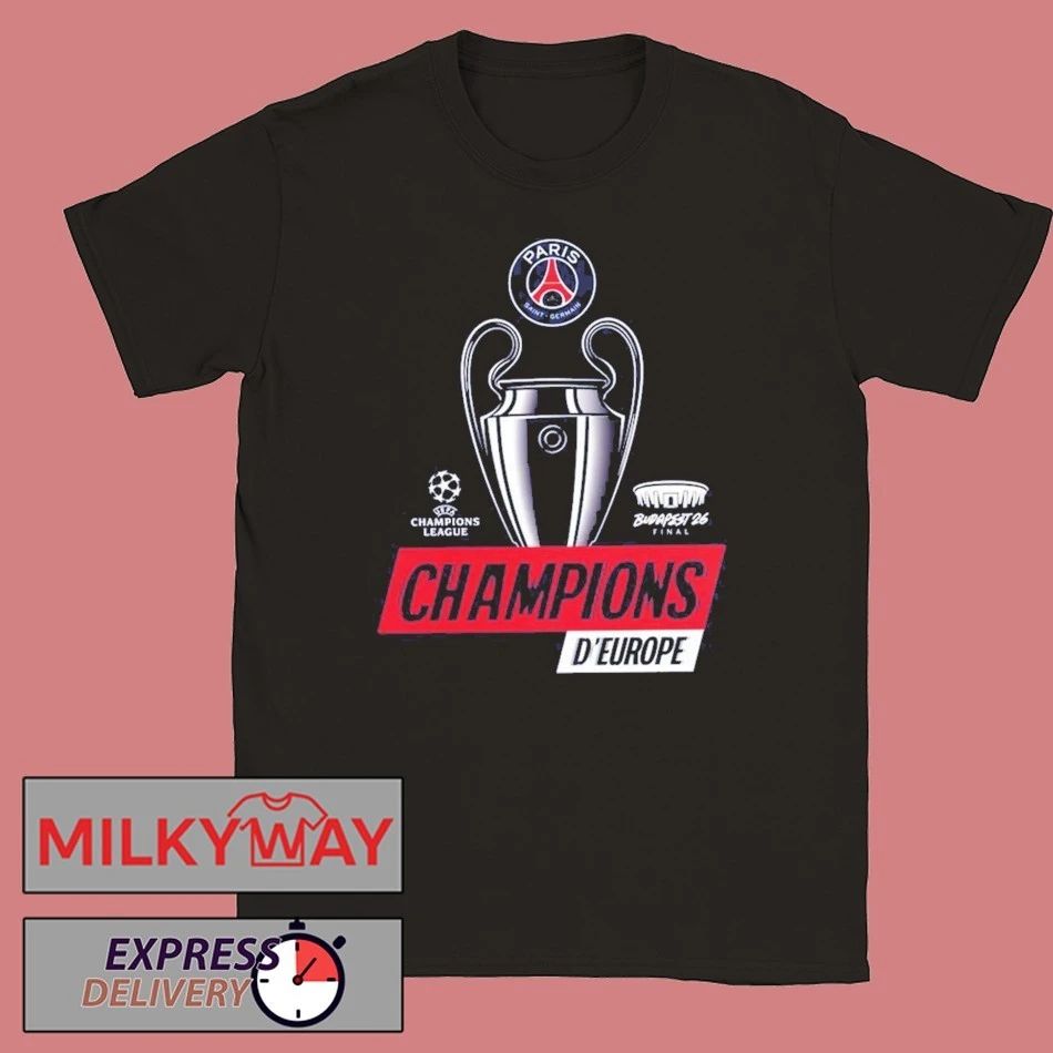 Paris Saint-Germain PSG UEFA Champions League Champions d’Europe 2026 Trophy T-Shirt