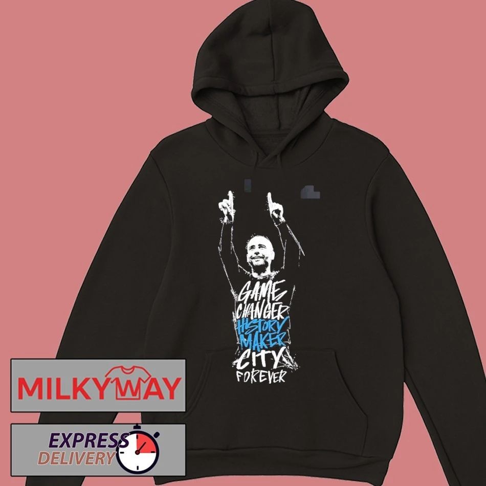 Pep Guardiola Manchester City Tribute 10 Years with Pep Game Changer History Maker City Forever 20 Trophies T-Shirt