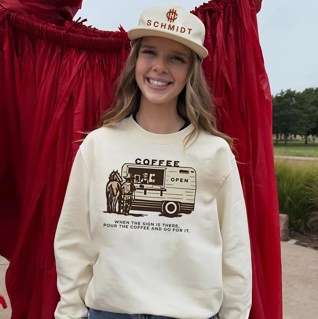 Coffee open when the sign is there pour the coffee and go for it shirt