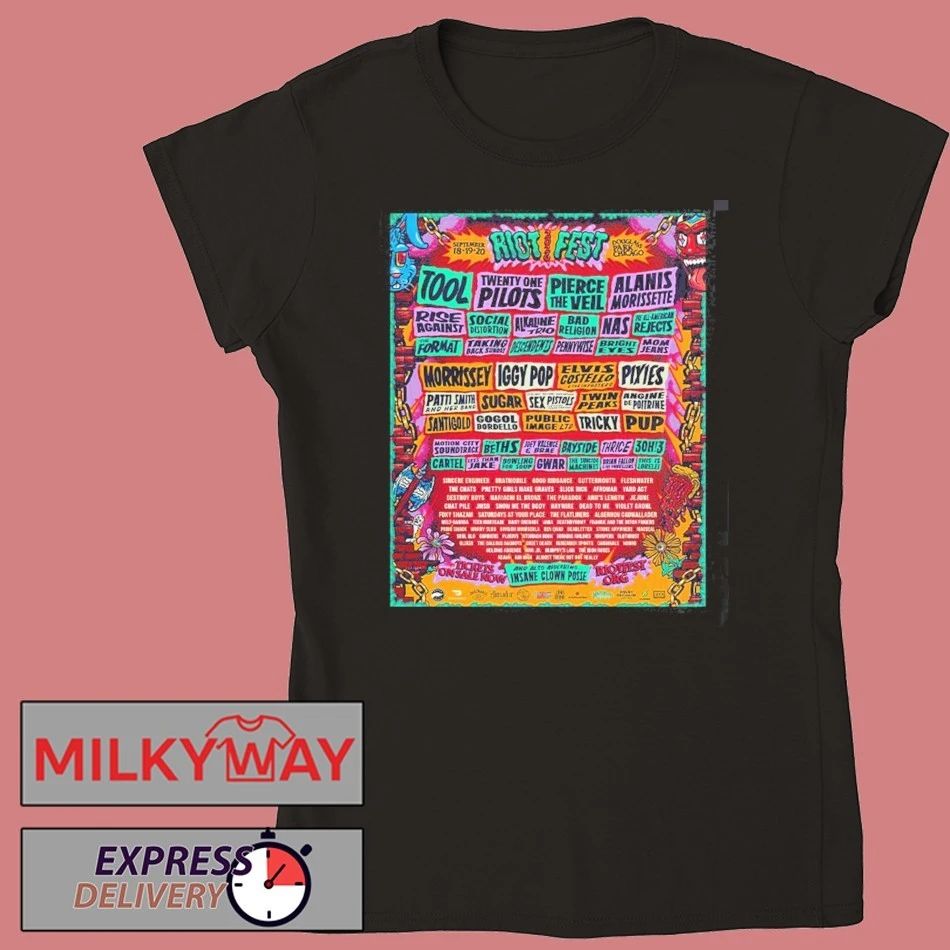 Riot Fest 2026 Full Lineup At Douglass Park Chicago On September 18 19 20 2026 Two Sided T-Shirt