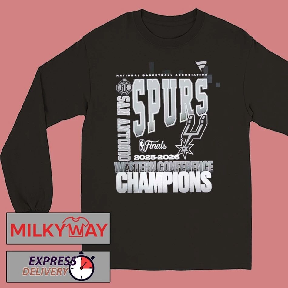 San Antonio Spurs Fanatics Black 2026 NBA Western Conference Champions Stacked Block T-Shirt