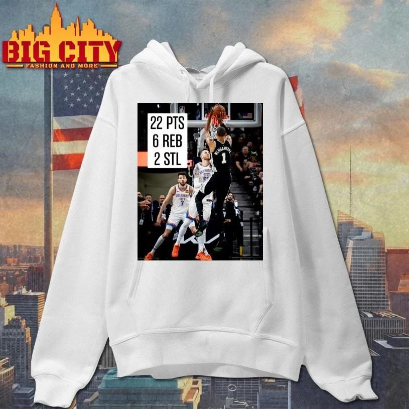 Victor Wembanyama 22 PTS 6 REB 2 STL Stat Line Dunk vs Thunder NBA Playoffs Shirt