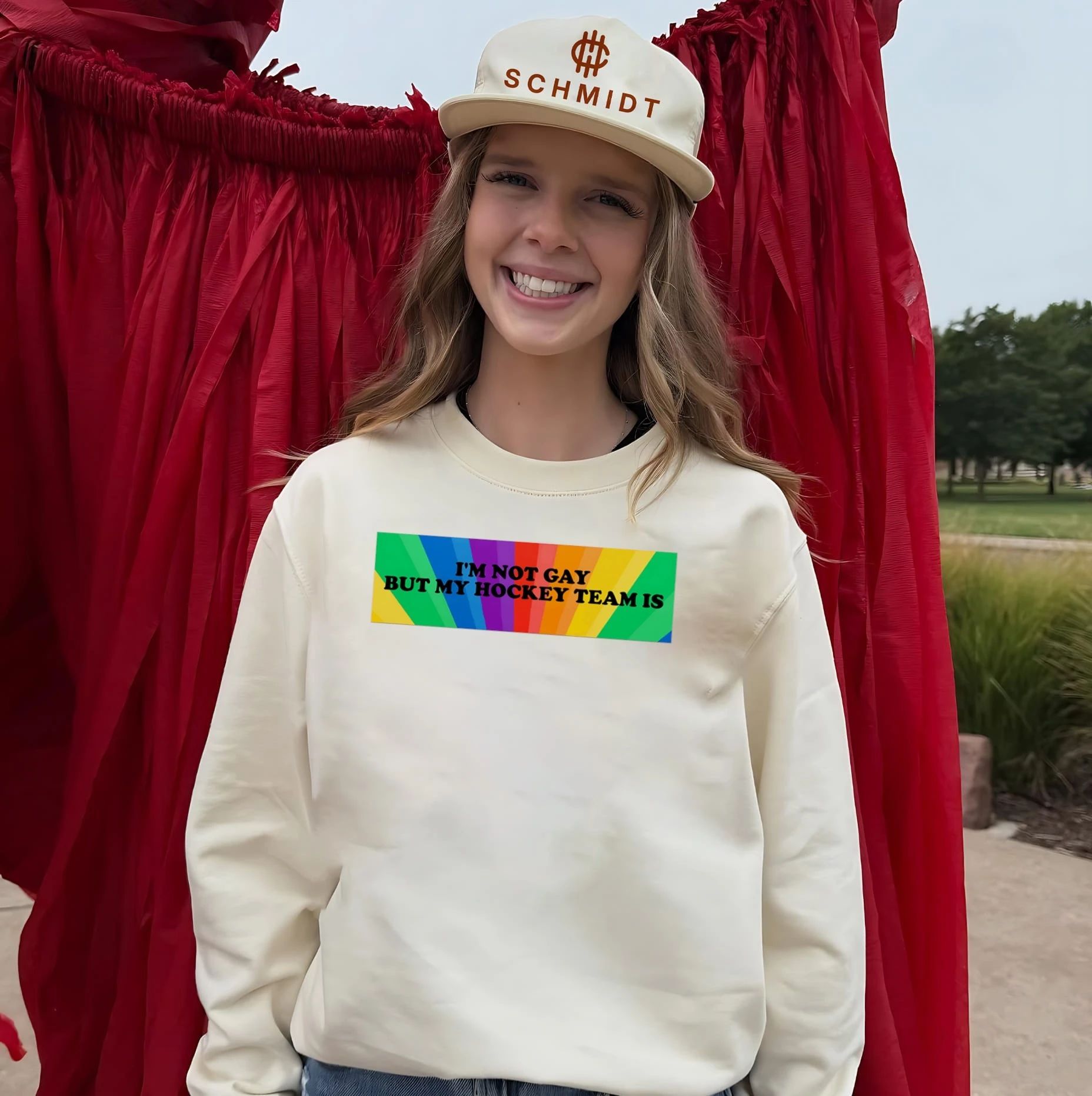 I’m not gay but my hockey team is Pride rainbow background shirt
