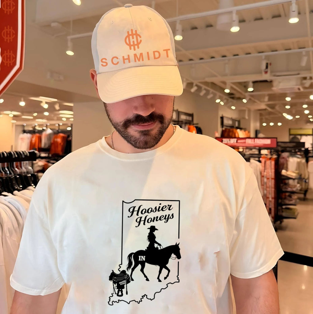 Hoosier Honeys saddle tramp Indiana state map outline graphic shirt