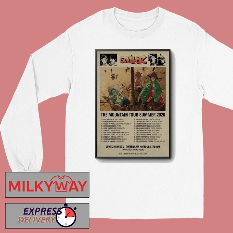 Gorillaz Poster The Mountain Tour Summer 2026 shirt