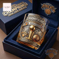 New York Knicks 2026 Eastern Conference Champions Commemorative Luxury Gold Embossed Whiskey Glass