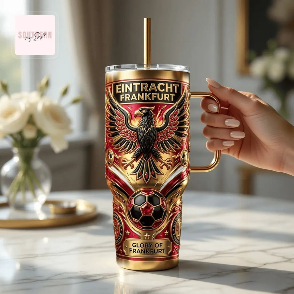 Eintracht Frankfurt Premium 3D Eagle 40oz Insulated Tumbler With Handle