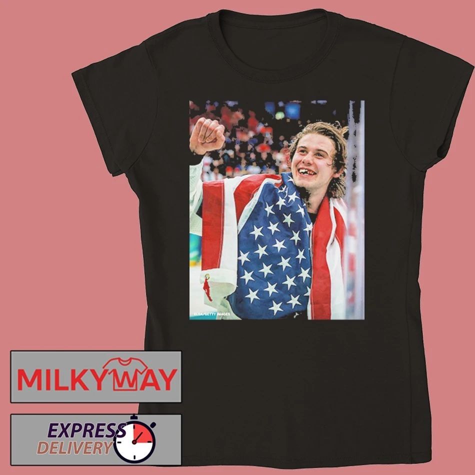 Jack Hughes Teeth Gold USA Hockey Team Olympics Winter 2026 Champion shirt