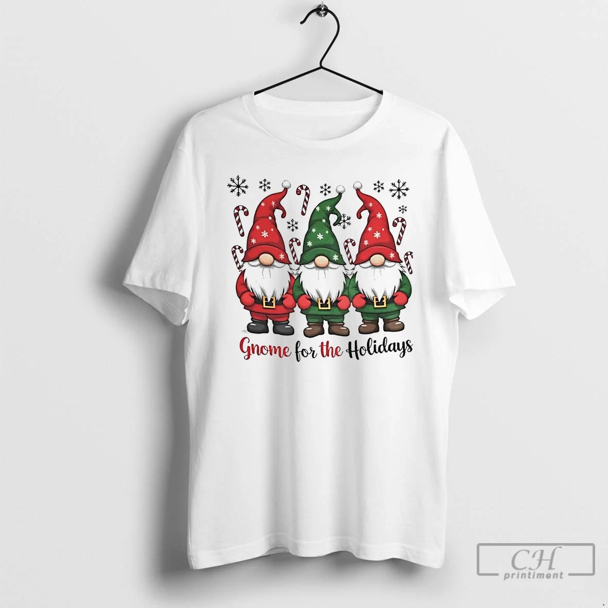 Classic Gnome For The Holidays Red And Green Christmas Gnomes Candy Cane White T Shirts