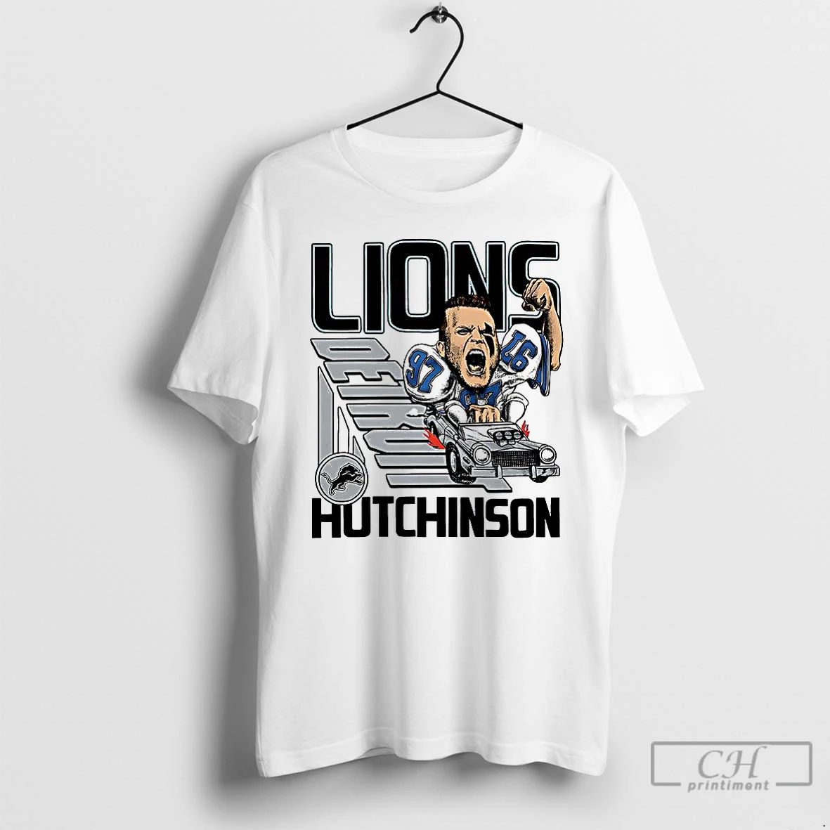 Classic Aidan Hutchinson Detroit Lions Football Caricature Player Graphic T Shirts